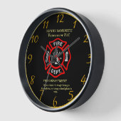 Horloge Insigne noir et rouge du pompier (Angle)