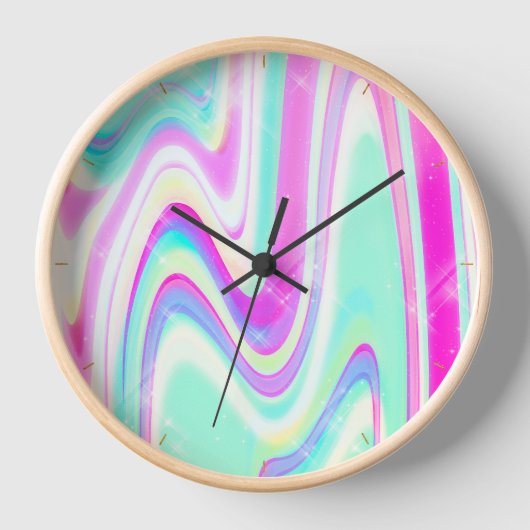 Horloge Iridescente Holographique Liquide Swirl (Recto)