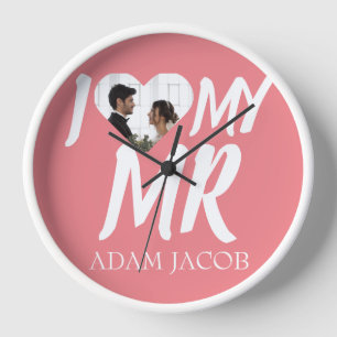 HORLOGE J'AIME MON MR, PHOTO DE COUPLE PERSONNALISÉE