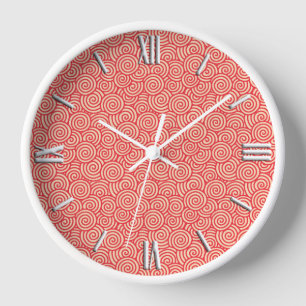 Horloge Japanese swirl pattern - coral orange