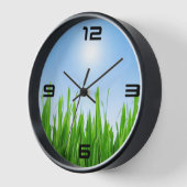 Horloge Jardin à l'herbe verte avec conception de ciel ble (Angle)