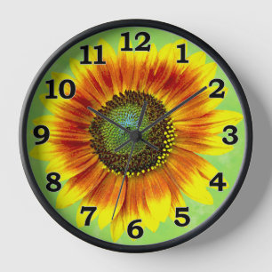 Horloge Jardin d'agrément jaune de tournesol et vert