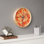 Horloge Jaune été Orange Bali Batik Art Style Paisley<br><div class="desc">Belle décoration contemporaine de style Batik orange, jaune et rouge abstrait Paisley motifs floraux. Décor original pour décorer votre chambre de maître ou d'enfant, cuisine, salle à manger, salon ou chambre familiale, grotte femme, dortoir de collège, condo, studio ou appartement, maison de plage, RV ou camping-car, ou même votre voiture....</div>