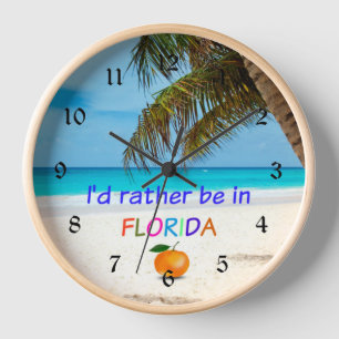 Horloge Je préférerais être en Floride (ensoleillée),
