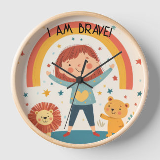 Horloge Je Suis Courageux - Enfants Affirmation Mur Horlog