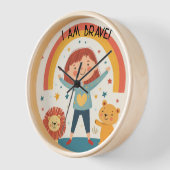 Horloge Je Suis Courageux - Enfants Affirmation Mur Horlog (Angle)