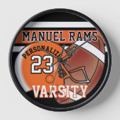 Horloge Jersey de football orange et noir | ÉDITABLE (Recto)