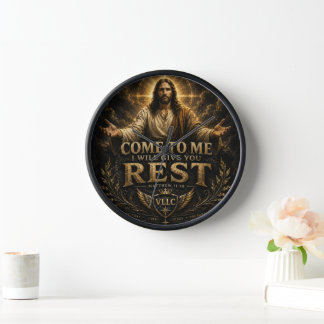 Horloge Jesus Come to Me Christian Gold Sacred Art