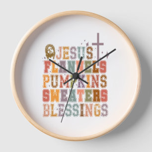 Horloge Jesus Flannels Chandails Citrouille Bénédiction