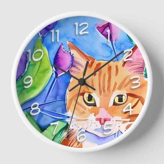 Horloge Joli Chat Orange Aquarelle (Recto)