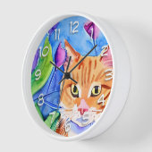 Horloge Joli Chat Orange Aquarelle (Angle)