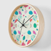 Horloge Joli coquillages colorés Motif beige (Angle)
