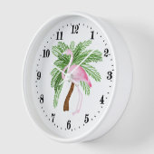 Horloge Joli décor de flamingo rose de plage (Angle)