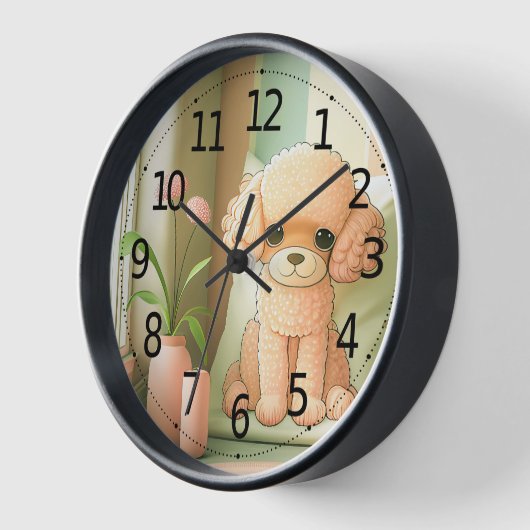 Horloge Joli Poodé Chien Chien Chien Chien Chiot Artwork | (Angle)