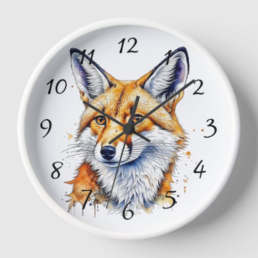 Horloge Joli renard aquarelle | AMOUREUX DES ANIMAUX (Recto)