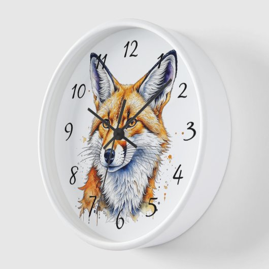 Horloge Joli renard aquarelle | AMOUREUX DES ANIMAUX (Angle)