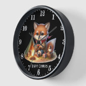 Horloge Joli renard de camper joyeux ajouter du texte (Angle)