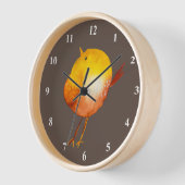 Horloge Jolie aquarelle d'oiseau jaune (Angle)