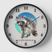Horloge Jolie dame folle raccoon ajouter du texte (Recto)