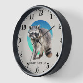 Horloge Jolie dame folle raccoon ajouter du texte (Angle)