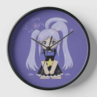 Horloge Jolie Fille Triste Illustration Dessinée à la Main