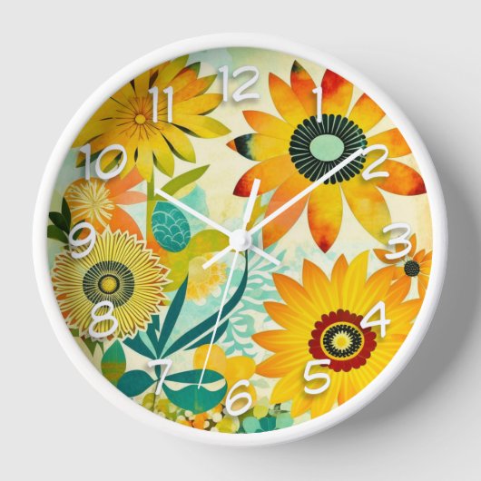 Horloge Jolie folk Art Fleurs Jaunes (Recto)