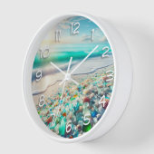 Horloge Jolie plage Ocean avec verre de mer (Angle)