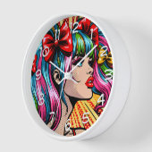 Horloge Jolie Pop Art Comic Girl with Bows (Angle)