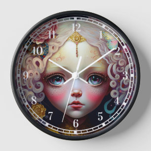 Horloge Jolie poupée fille cheveux roses
