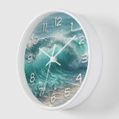 Horloge Jolie vague bleue avec étincelles (Angle)