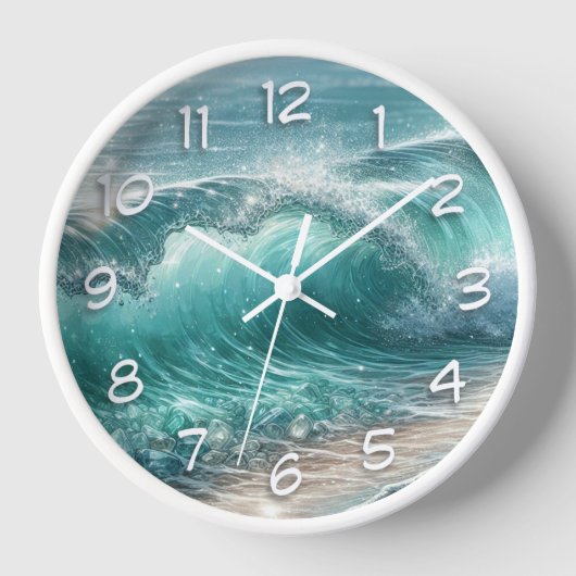 Horloge Jolie vague bleue avec étincelles (Recto)