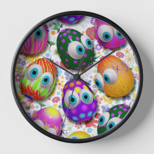 Horloge Jolis œufs de Pâques de dessin animé drôles