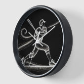 Horloge Joueur de baseball néon (Angle)
