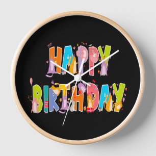 Horloge Joyeux anniversaire Funny Amoureux des chats Anniv