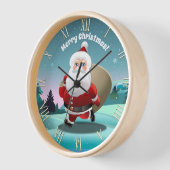 Horloge Joyeux dessin du Père Noël (Angle)