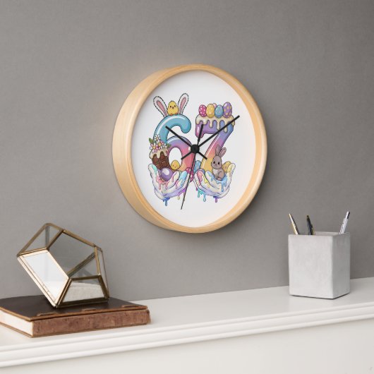 Horloge Joyeux œufs de glace de Pâques (Bureau)