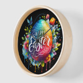 Horloge Joyeux Pâques : Vibrant Oeuf de Pâques (Angle)