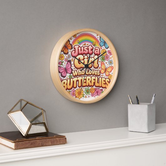 Horloge Just a Girl Who Loves Butterflies – Cute Floral  (Bureau)