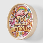 Horloge Just a Girl Who Loves Butterflies – Cute Floral  (Angle)