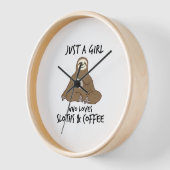 Horloge Juste une fille qui aime Sloths Coffee (Angle)
