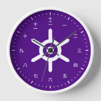 Horloge Kanji face de Tokyo Japon Carré cadran