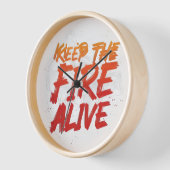 Horloge Keep the Fire Alive Wall Clock, 10" Round Natural (Angle)