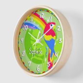 Horloge Kids rainbow macparrot name green clock (Angle)