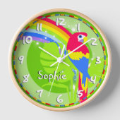 Horloge Kids rainbow macparrot name green clock (Recto)