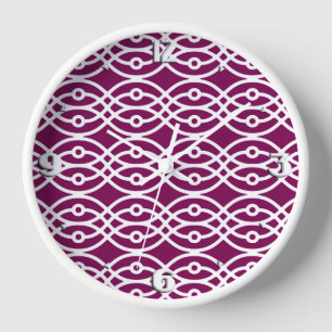 Horloge Kimono imprimé, aubergine violet et blanc