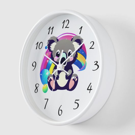 Horloge Koala Bear et Rainbow (Angle)