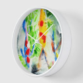 Horloge Koi poisson coloré aquarelle art (Angle)