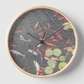 Horloge Koi Pond en oranges et verts (Recto)