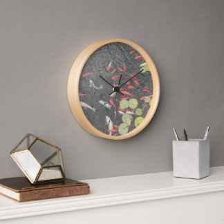 Horloge Koi Pond en oranges et verts