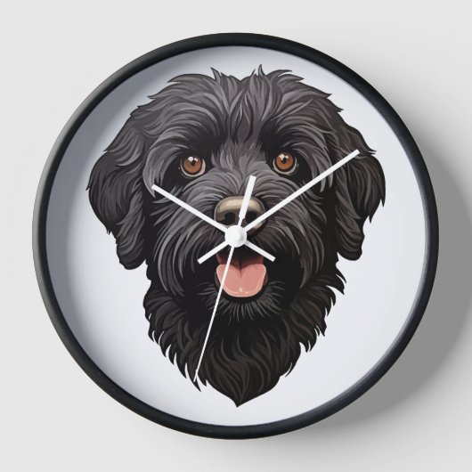 Horloge Labradoodle Chien Noir (Recto)